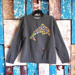 Women's OFWGKTA Graphic Sweatshirt Long Sleeve Crew Neck MEDIUM Gray